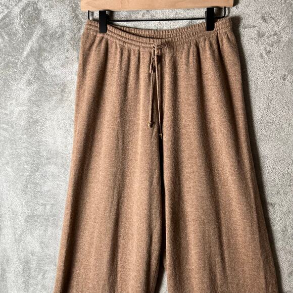 St. John 100% Cashmere Pull On Pants Size Medium Wide Leg Soft Comfortable Brown - Picture 2 of 7